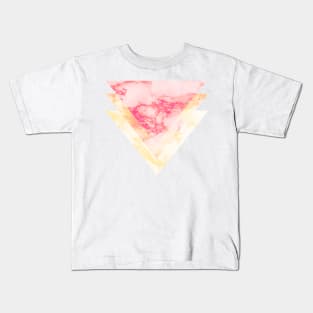 Pattern 3 Triangles Pink / Yellow Marble Effect Kids T-Shirt